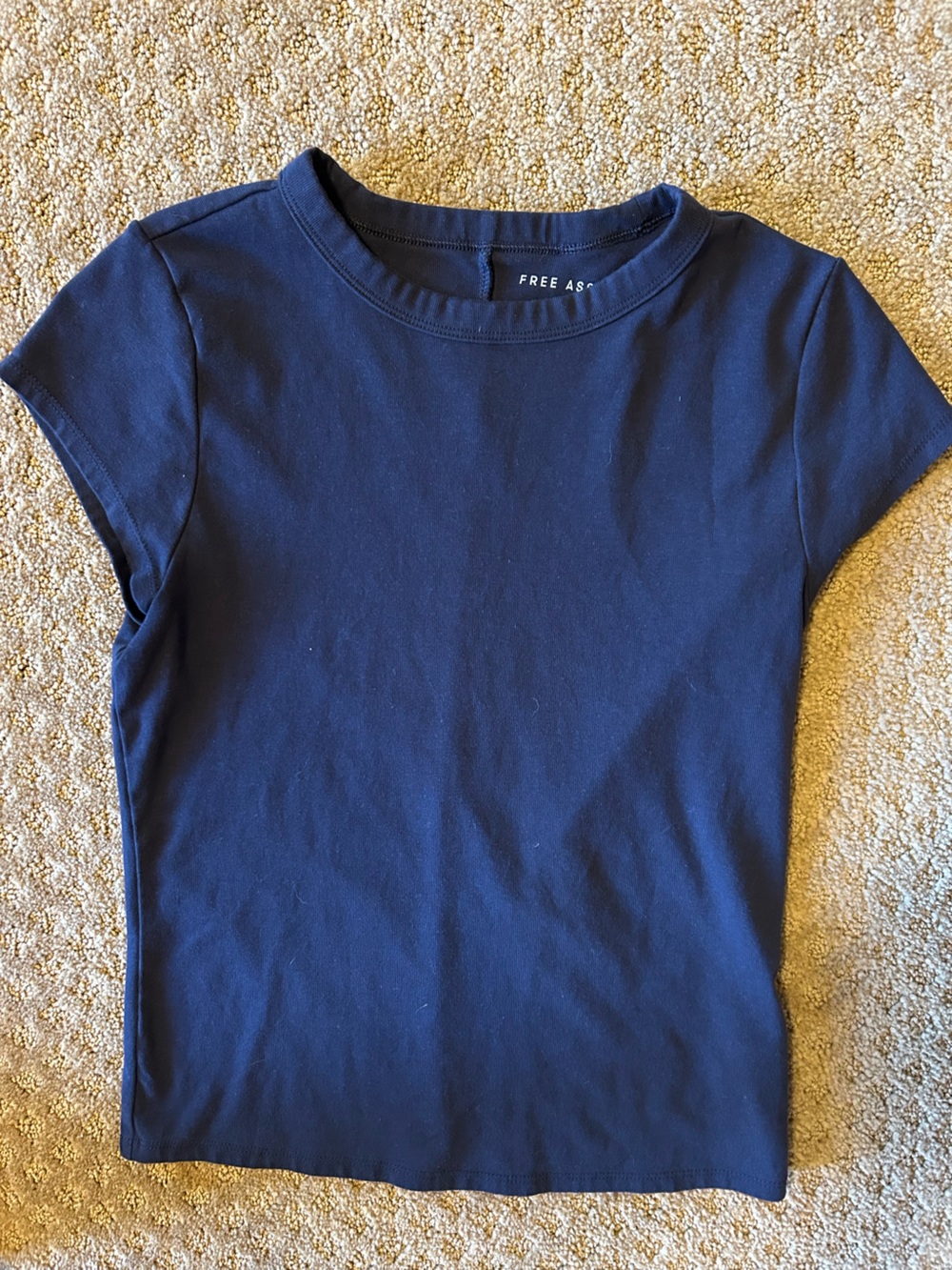 Free Assembly Navy Short Sleeve Crewneck Tee